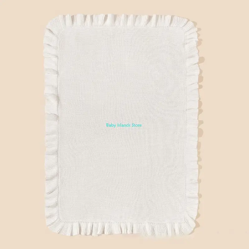 

K92D Cotton Ruffle Knitted Wrap Towel Soft and Breathable Bed Blanket Autumn Winter