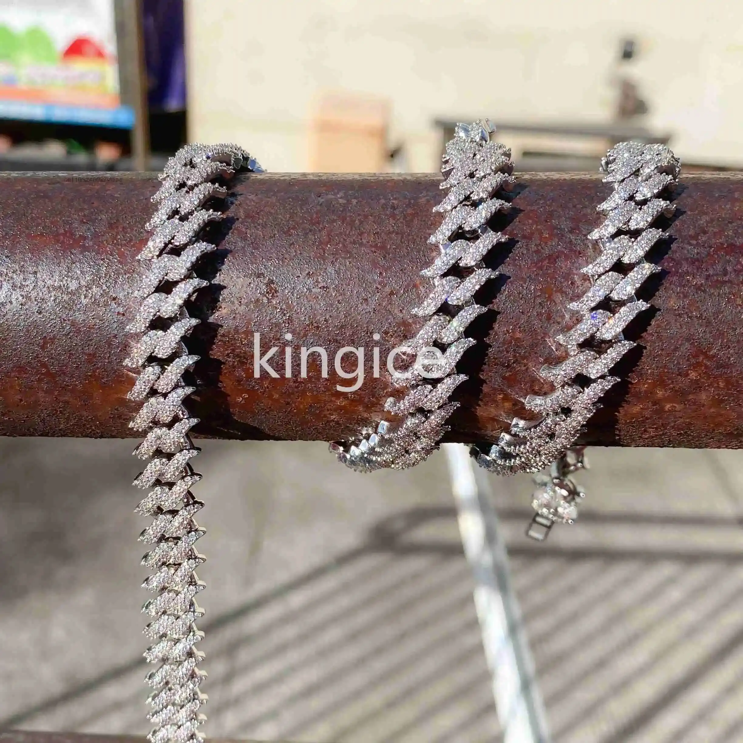 Hip Hop Jewelry Chain 12mm Thorns Design Moissanite Diamond Vvs Iced Out Cuban Chain