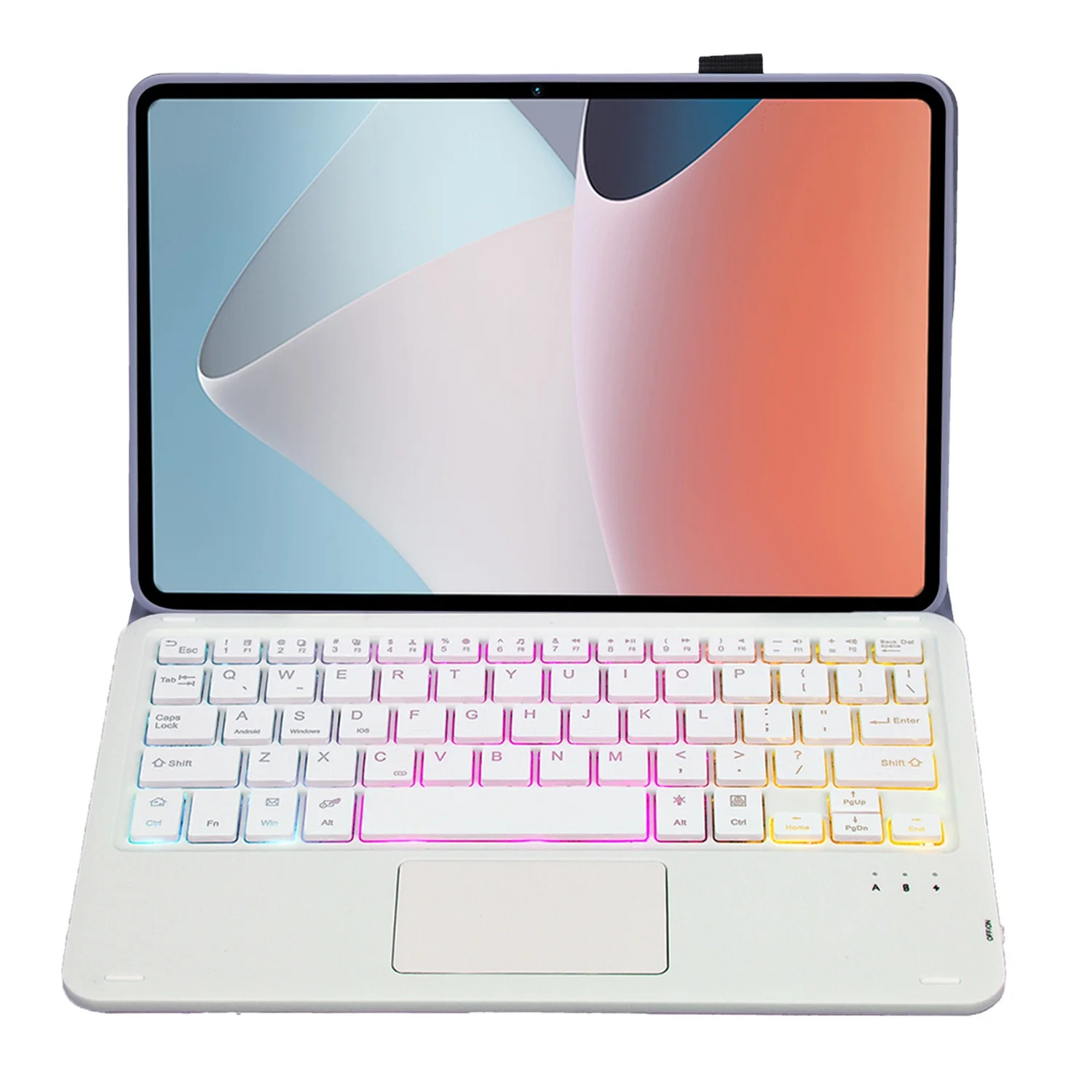 Zdjęcie 3: OP12-AS Etui z PU skóry, odporne na zarysowania, do Oppo Pad Air 10.4 cala, 3-kolorowa podświetlana klawiatura Bluetooth z touchpadem - Pu