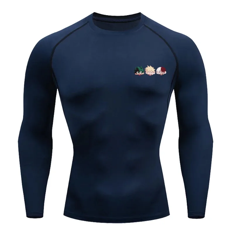 Q Version Graphic Compression Shirts Men Gym Workout Running Tshirt Summer Athletic Quick Dry Tees Tops Short Sleeve Rash Guard