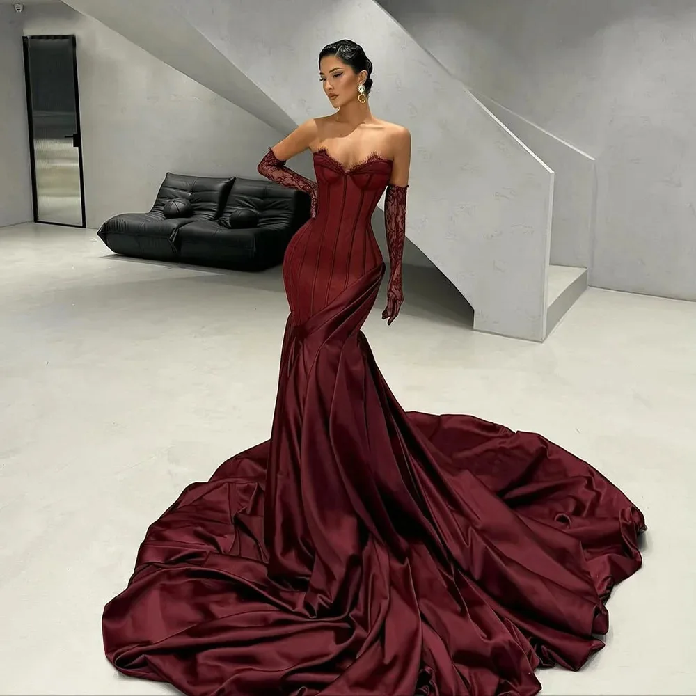 Slim-Fit Fishtail Banquet Evening Dress Fashionable High-End Tube Top Dress Floor-Falling Small Trailing Dress