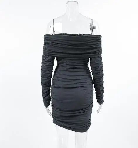 

Dress Women's Fashion 2025 Autumn/winter Style Elegant Sexy New Woolen Knitted Slimming Bag Hip Dress, One Neck Dress for Women