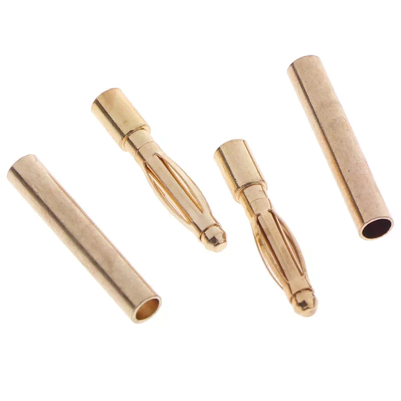 20 قطعة 2 مللي متر الذهب رصاصة موصل الموز المقابس الذكور والإناث لبطارية السيارة RC #5