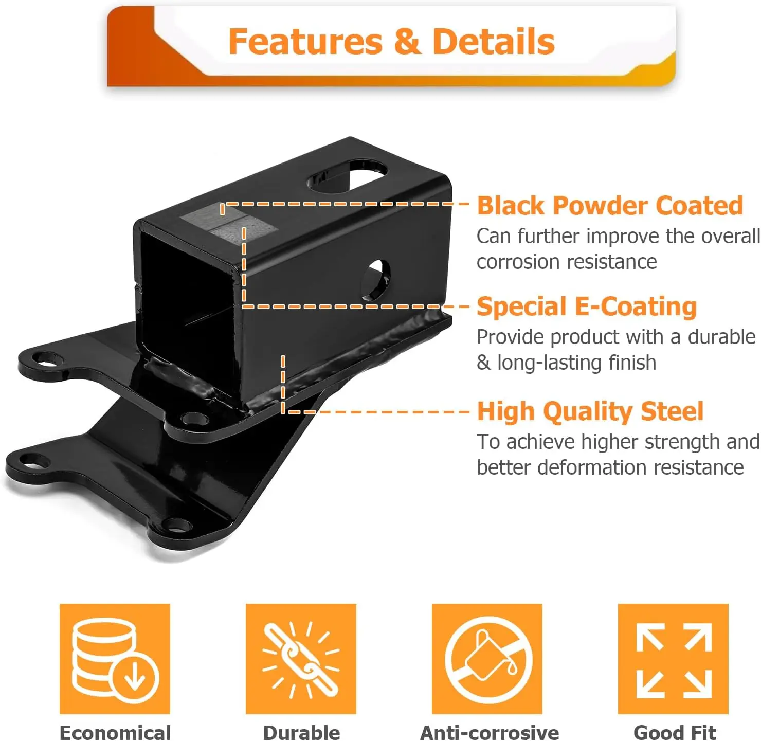 جهاز استقبال وصلة المقطورة الخلفية مقاس 2 بوصة لسيارة Honda Foreman/Rancher/Rubicon TRX450/500/520 2001-2025 #3