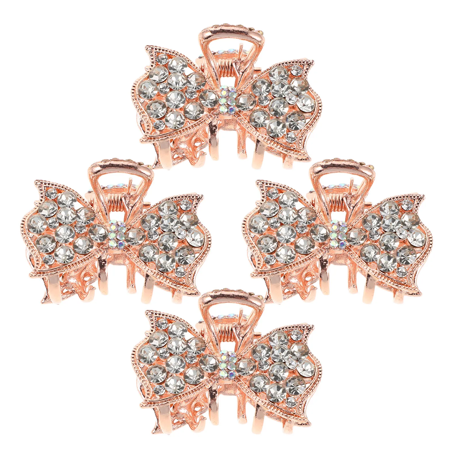 

Набор из 4 элегантных заколок-крабов для волос с бантом, со стразами и кристаллами, блестящие держатели для хвоста для женщин и девушек, шикарные аксессуары для офиса и вечеринок