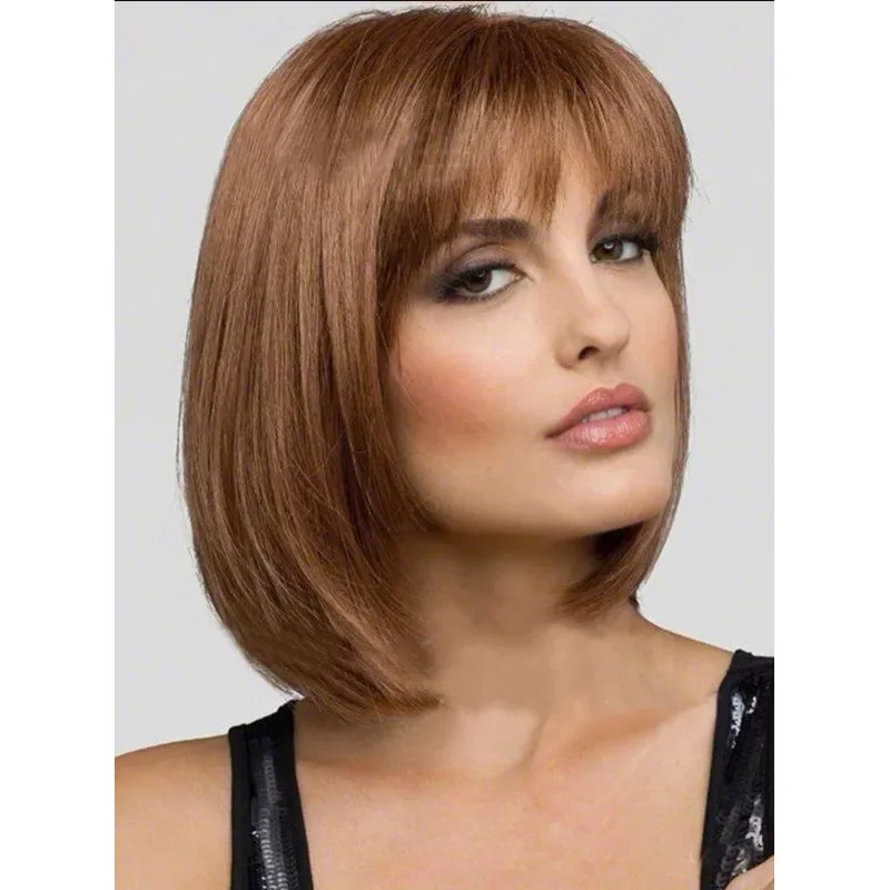 Wig Short Light Brown Bob Straight Pony Hair Wig Model: 9003