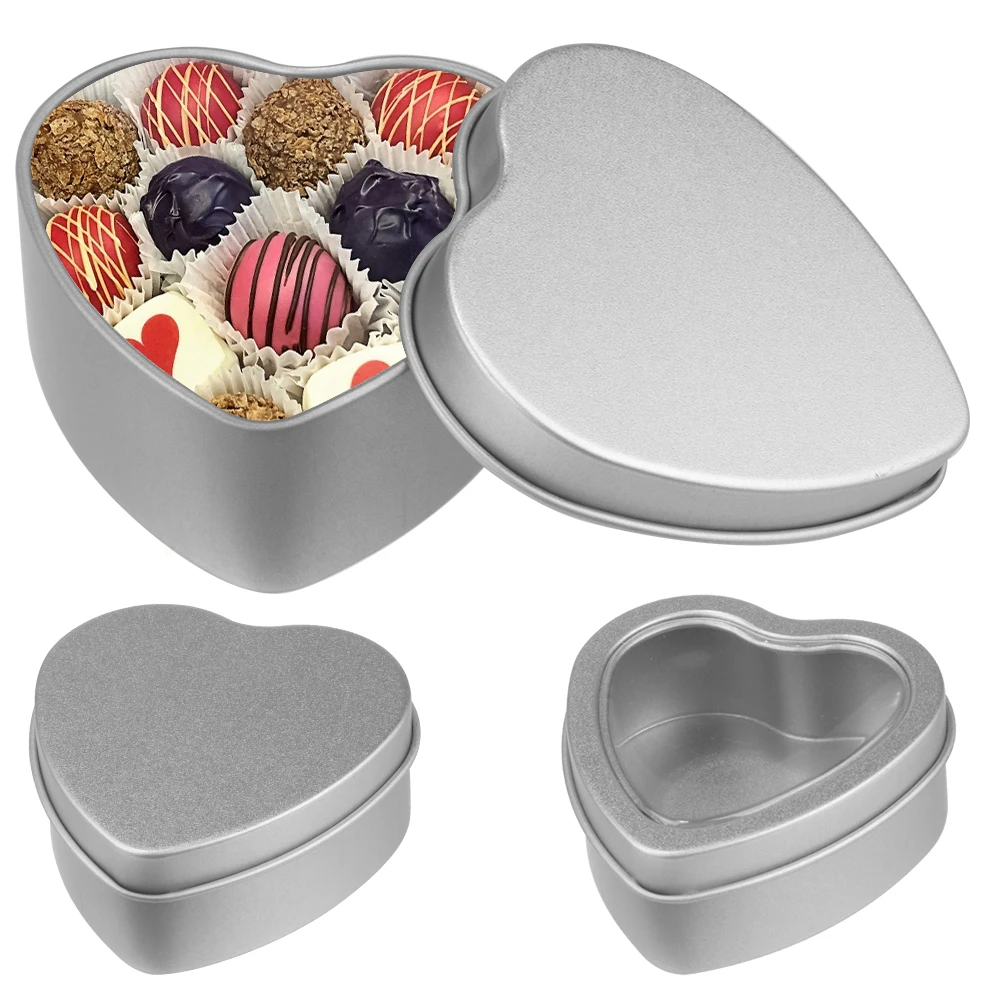 metal storage tin 2oz jar candy box love dessert craft silver baking heart shaped chocolate cake pan candle container mold mould