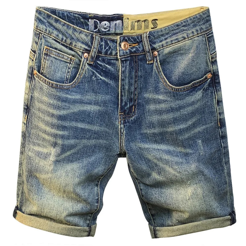 Summer Denim Shorts Men's Retro Classic Simple Pants Stretch Slim Fit NostalgicinsAdvanced Casual Cropped Pants