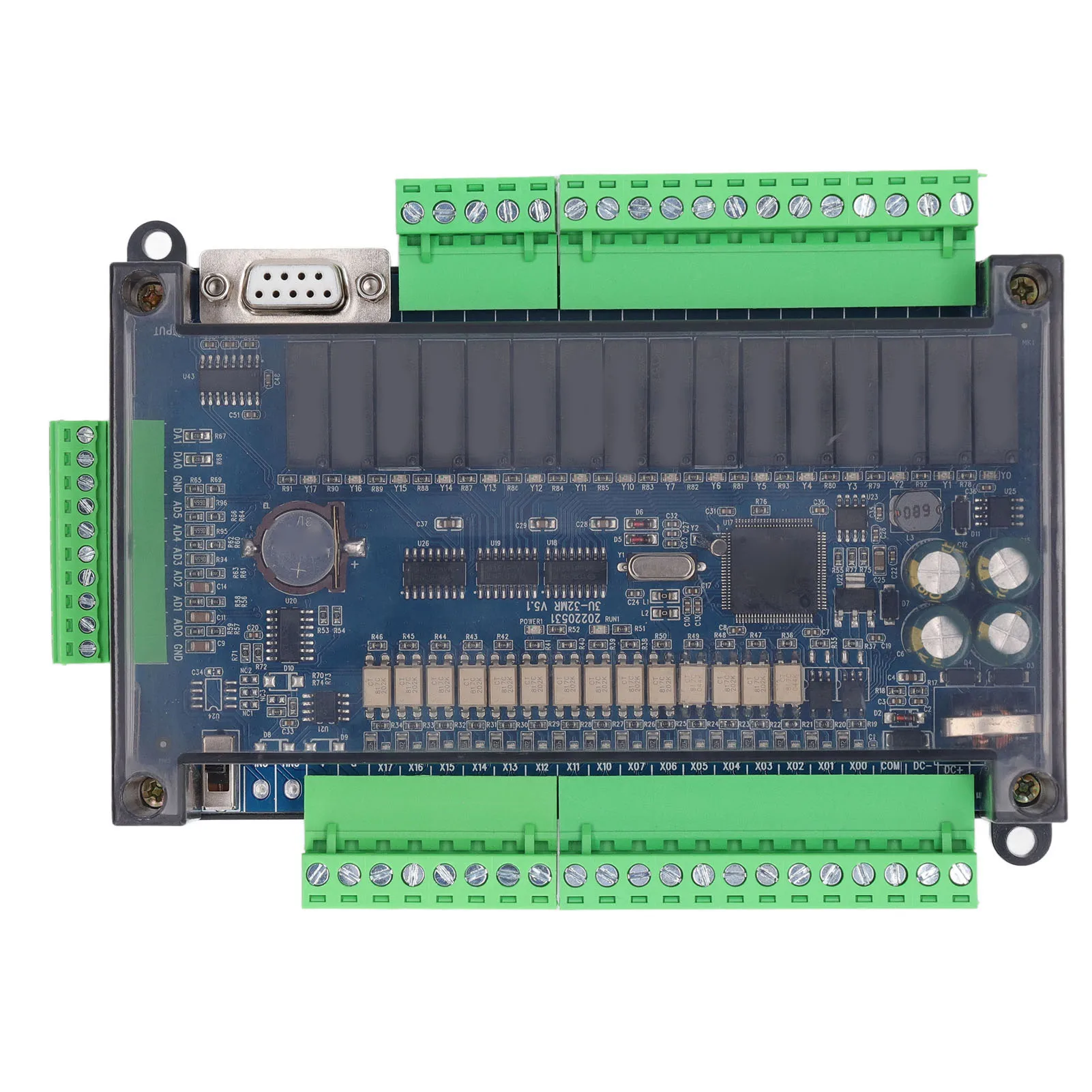 Programmable Logic Controller 16 in 16 Out Connect Text Screen 24VDC 5A High Speed PLC Industrial Control Board for Production