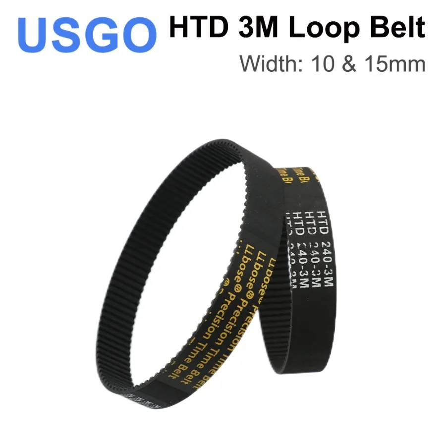 USGO HTD 3M Loop Belt Width 10&15mm Belt Rubber Timing Belt Various Transmission for CO2 Laser Engraving Machine / 3D Printer