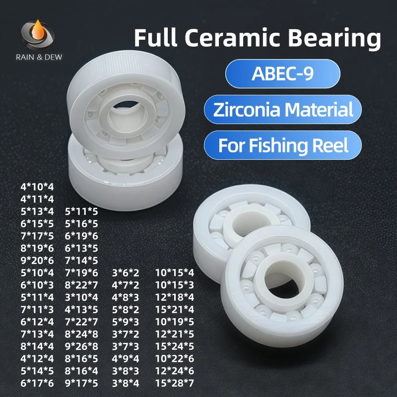 1PCS Full Ceramic Bearing 3x10x4 mm 3x6x2.5mm 3x7x2mm 4x7x2.5mm 5x8x2.5mm 5x9x3mm 5x11x4mm 5x10x4mm 4x9x4mm