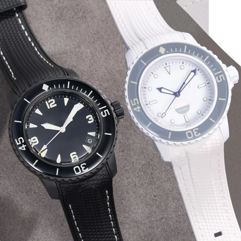 Liquid Silicone Strap Watch Band for Swatch X Blancpain Fifty Fathoms 22mm Curved End Waterproof Replace Bracelet for Men Women