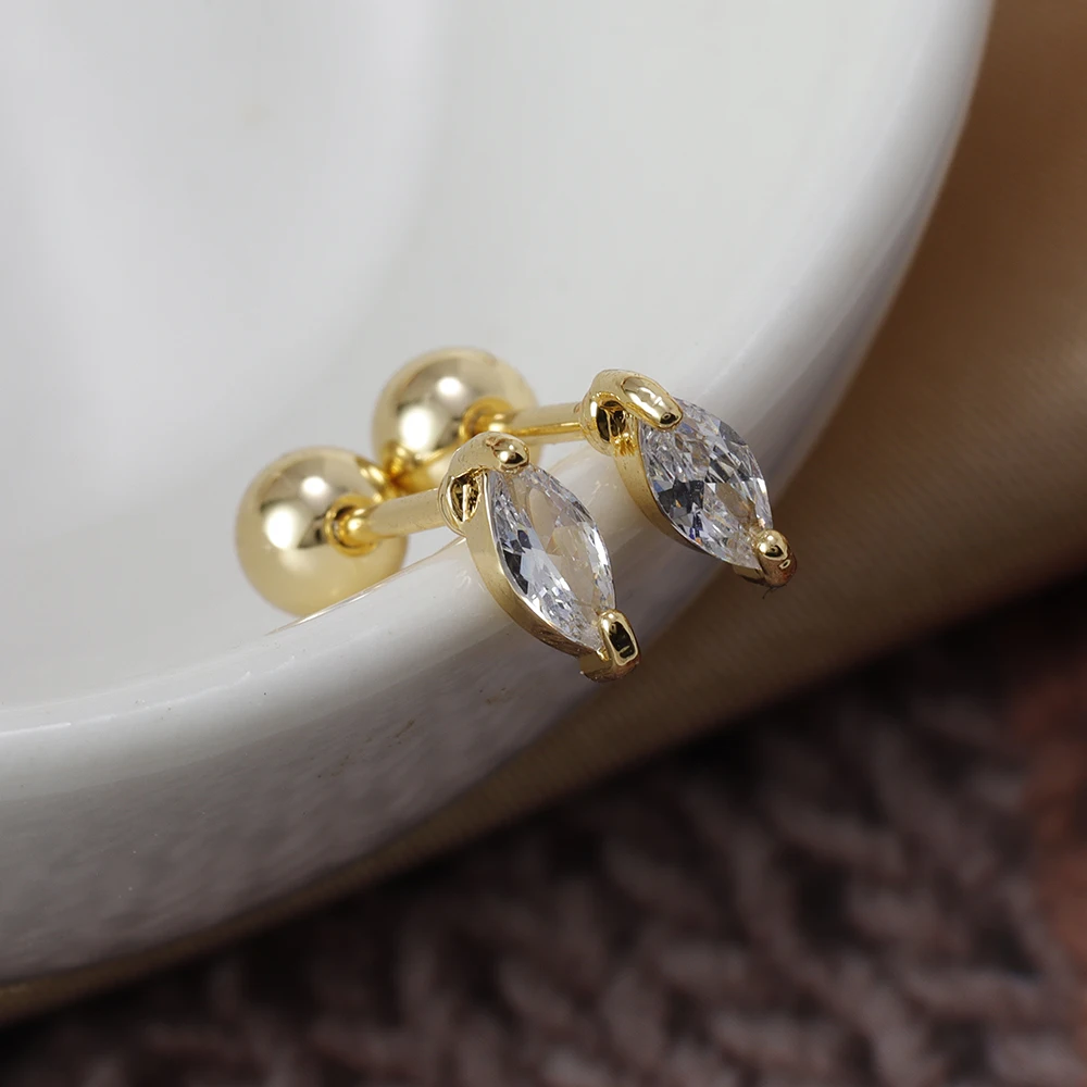 Fashion Multicolor CZ Crystal Water Drop Stud Earrings for Women Girls Korean Minimalist Tiny Summer Earrings Wedding Jewelry