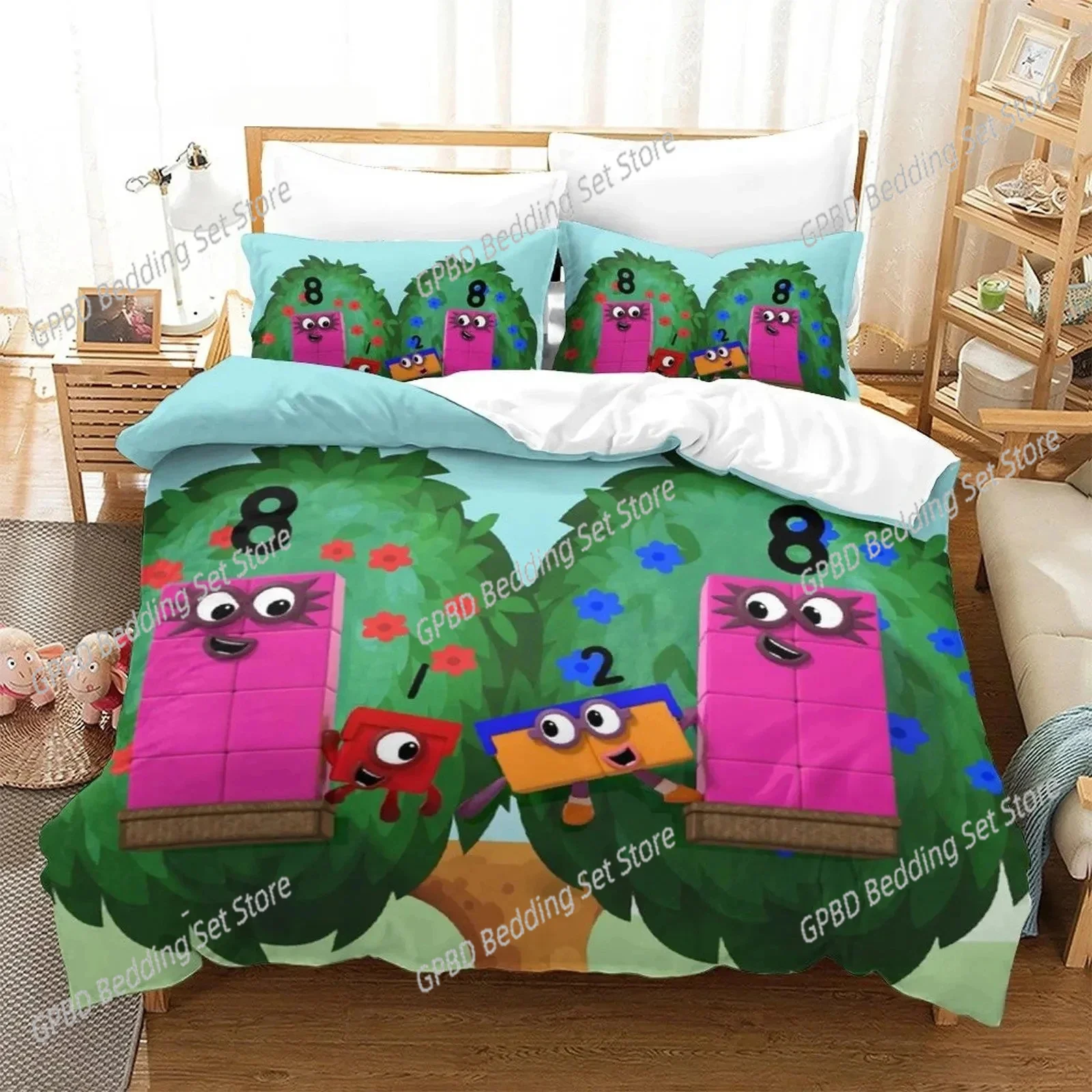 

3D Print Cartoon N-Number-Block Comfortable Duvet Quilt Cover Pillowcase Bedding Set Children Bedroom Decoration Home Textile