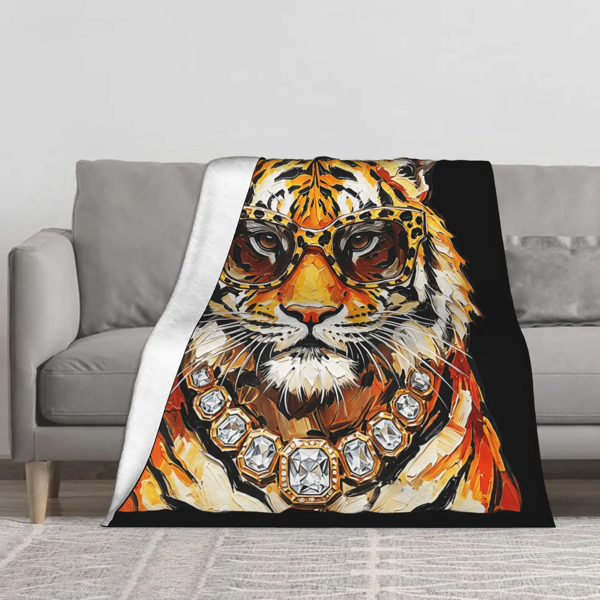 1PC Glam Tiger Preppy Tiger Blanket Throw Super Cosy Plush Living Room Sofa