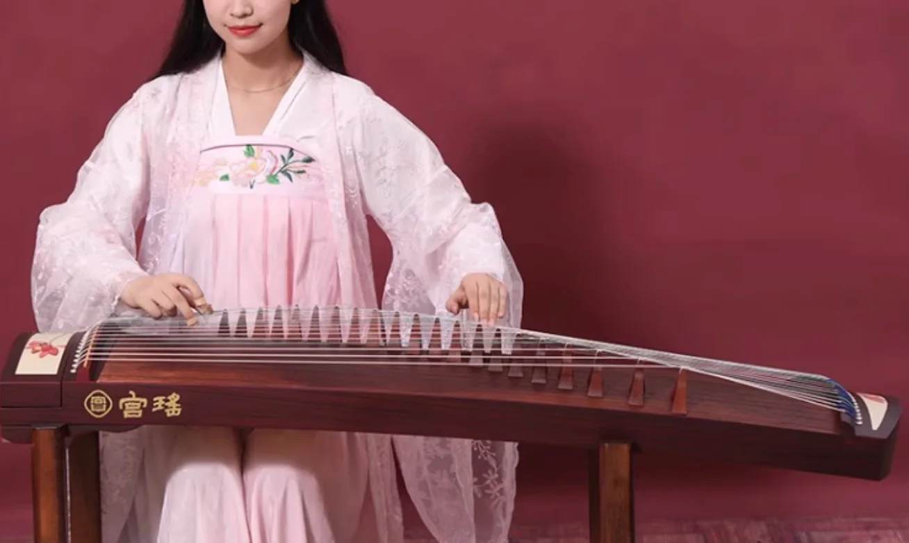 Guzheng 130cm Hibiscus flower pattern Chinese string instruments