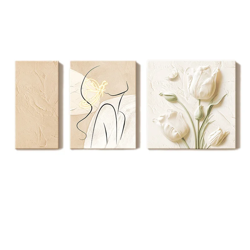 

Cream wind living room decorative painting three-dimensional abstract flower mural
