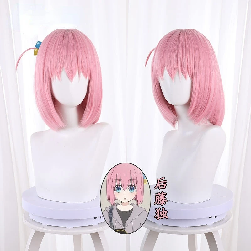 

Anime BOCCHI THE ROCK! Cosplay Gotoh Hitori Wig Halloween Play Party Stage High Quality Short Straight Pink Hair Costume Prop