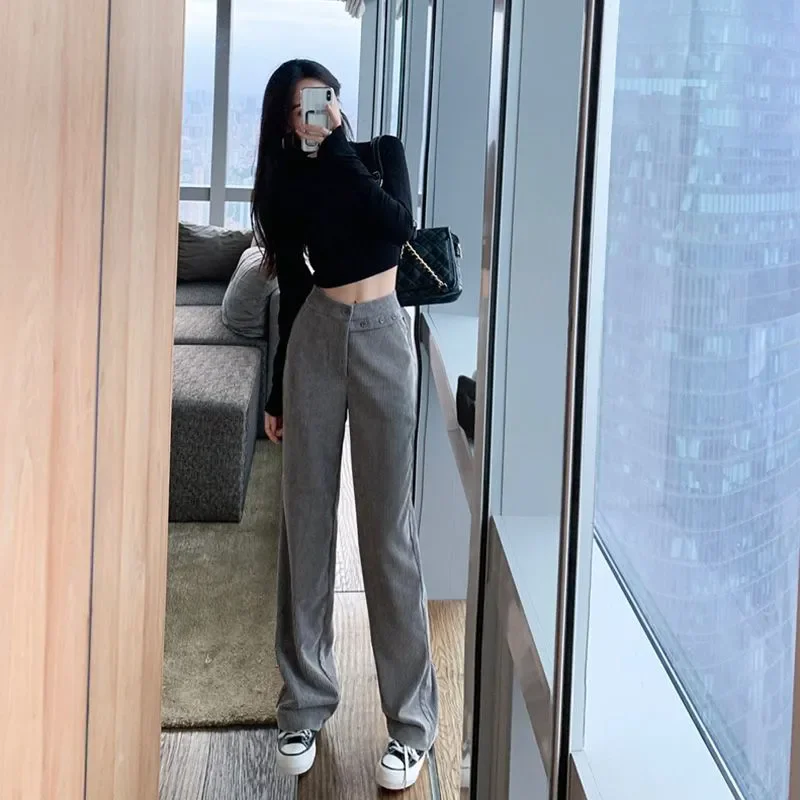 Corduroy Pants Women High Waist Straight Pants Woman Trousers Pants for Womens Pants Thicken Winter pants