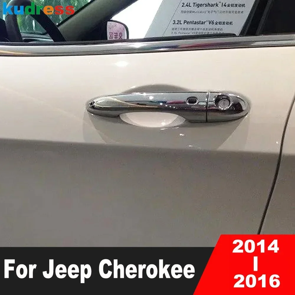 

For Jeep Cherokee 2014 2015 2016 Chrome Car Side Door Handle Cover Trim Door Handles Catch Cap Molding Overlay Accessories