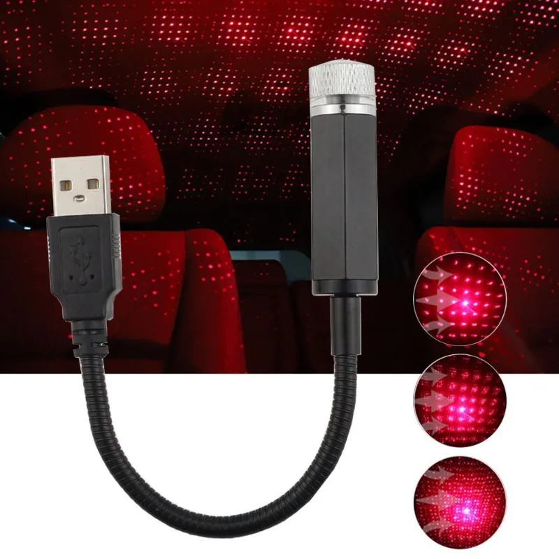 Mini carro LED telhado estrela luzes noturnas projetor, luz ambiente interior, céu estrelado, usb decorativo, 1 pc