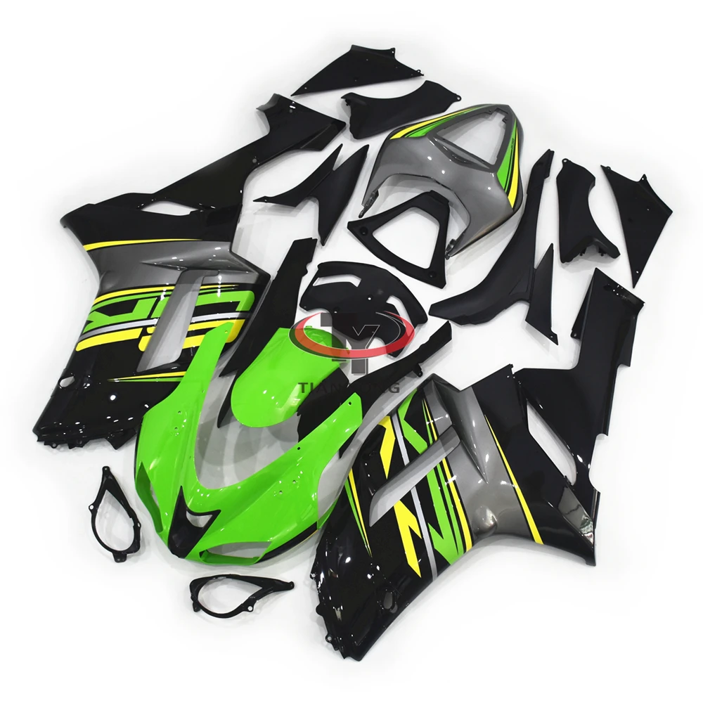 

Customize Green yellow black gradient Motorcycle Full Fairing Kit For Kawasaki ZX6R 2007 2008 636 Bodywork Cowling Injection
