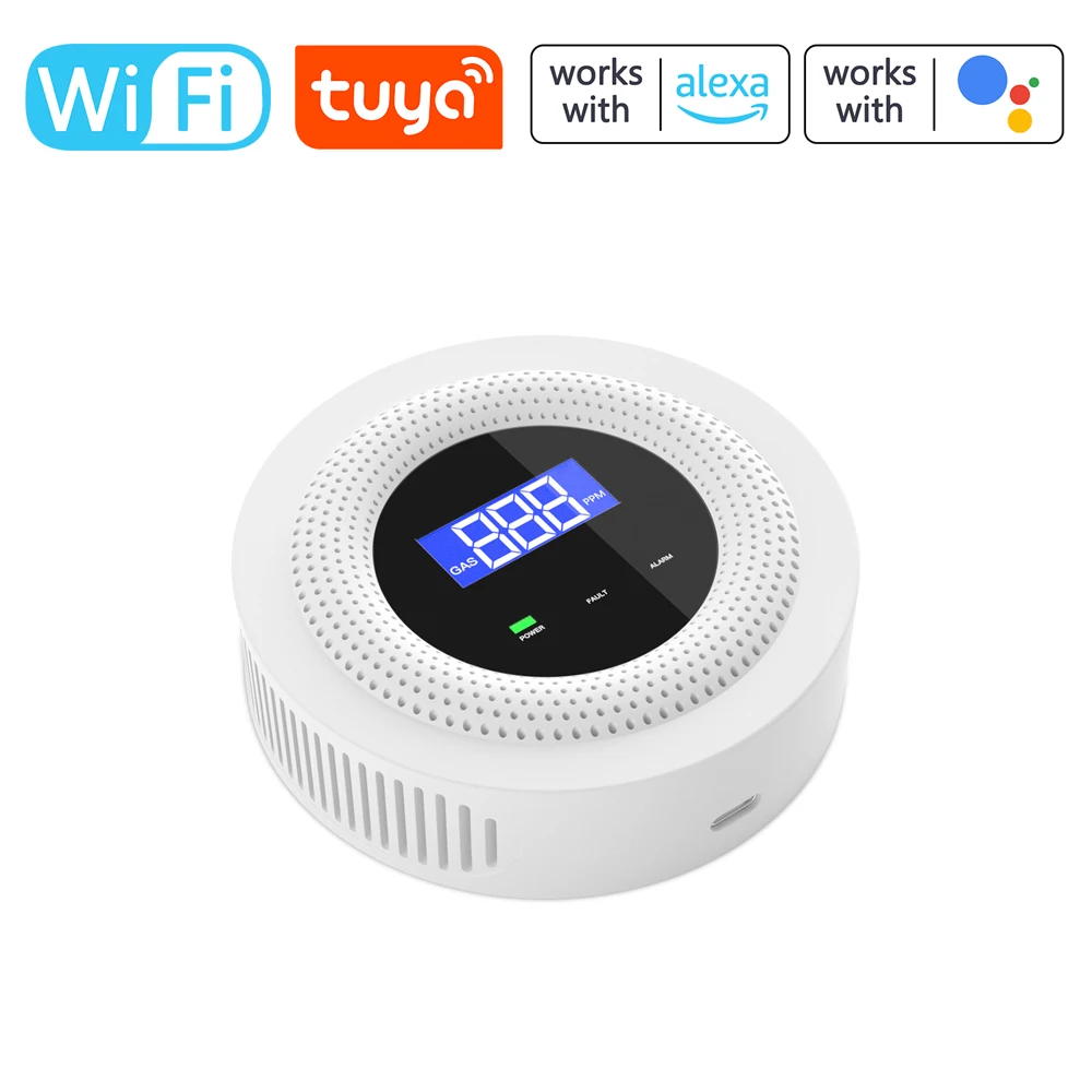 Tuya Wifi Gases Leakage Sensor Combustible Gas Detection Device Natural Gas/Methane/Biogas Alarm APP Remote Control Gas Detector