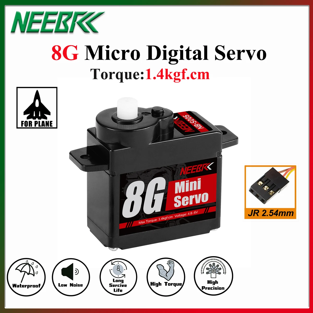 

NEEBRC 8G микро цифровой водонепроницаемый 1,4 кг пластиковый сервопривод с крутящим моментом для радиоуправляемого автомобиля, дрона, вертолета, роботов, игрушек Wltoys K969 K989 X450