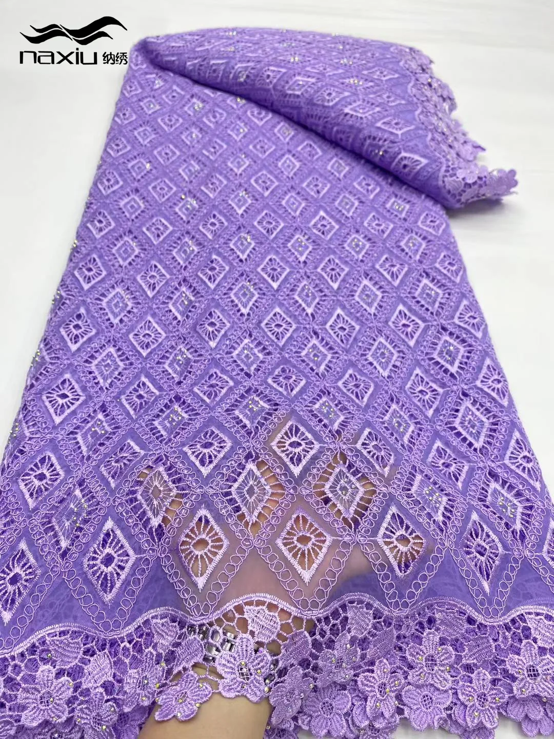 

Madison Nigerian Tulle Lace Fabric for Sewing, Wedding Embroidery Dress, Chiffon Party Sequin, High Quality, Cotton 5Yards, 2025