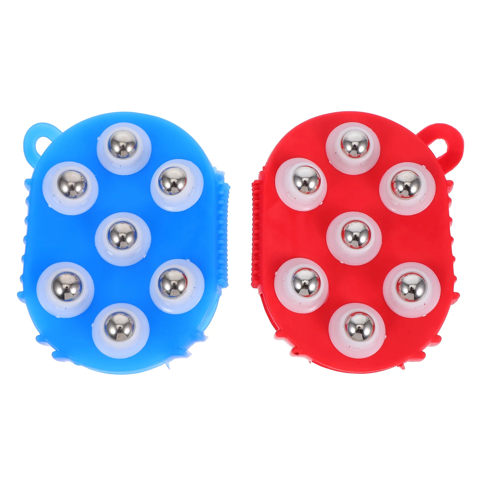 

2 шт., ручной массажер, роликовый четырехсторонний стальной шарик, инструмент для душа и ванны для ног, рук, шеи, массаж мышц, релаксация, портативный ручной