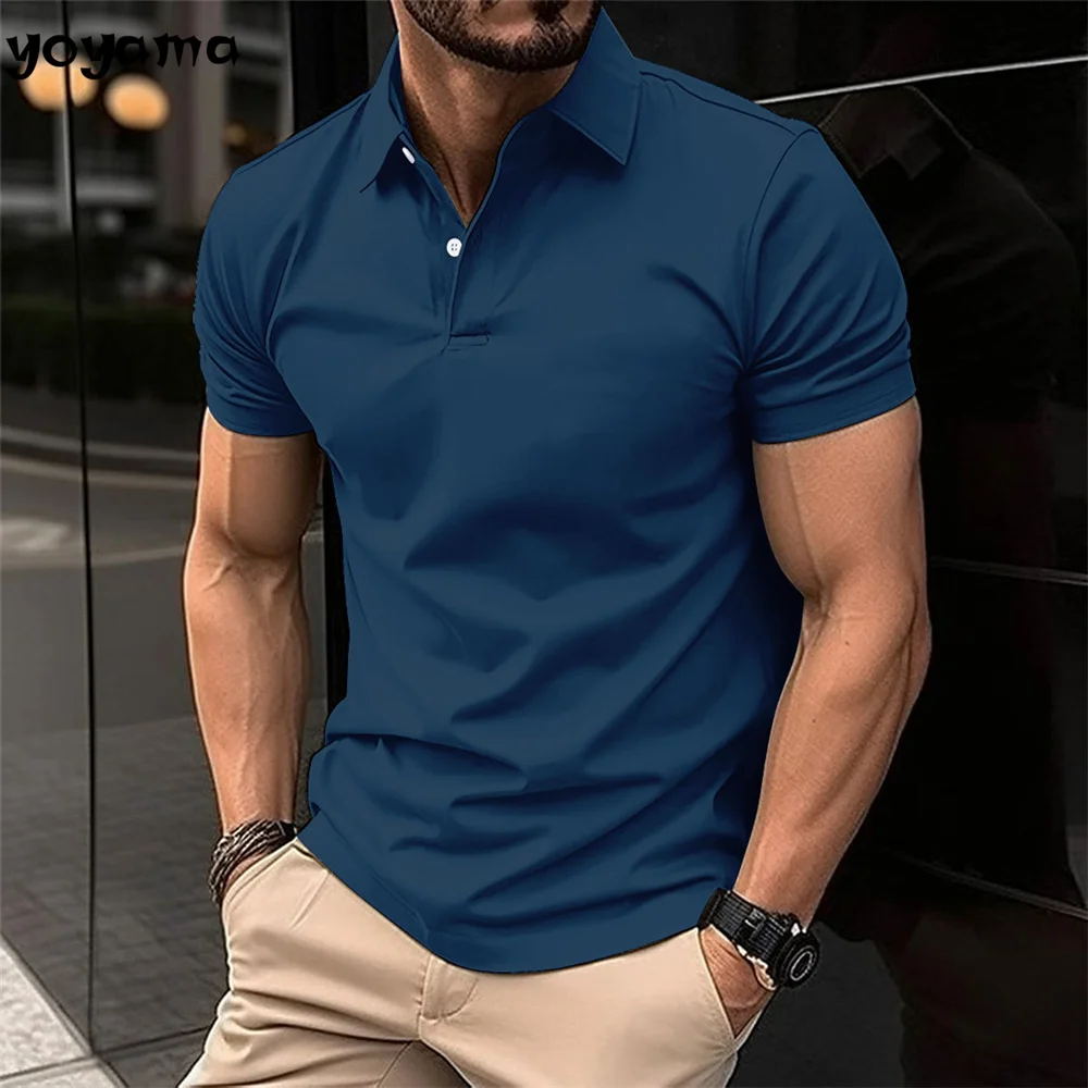 Best-Selling Men's Short-Sleeved Polo Shirt Lapel Button Solid Color Men's T-shirt Summer Casual Comfortable Golf Men's Clothing