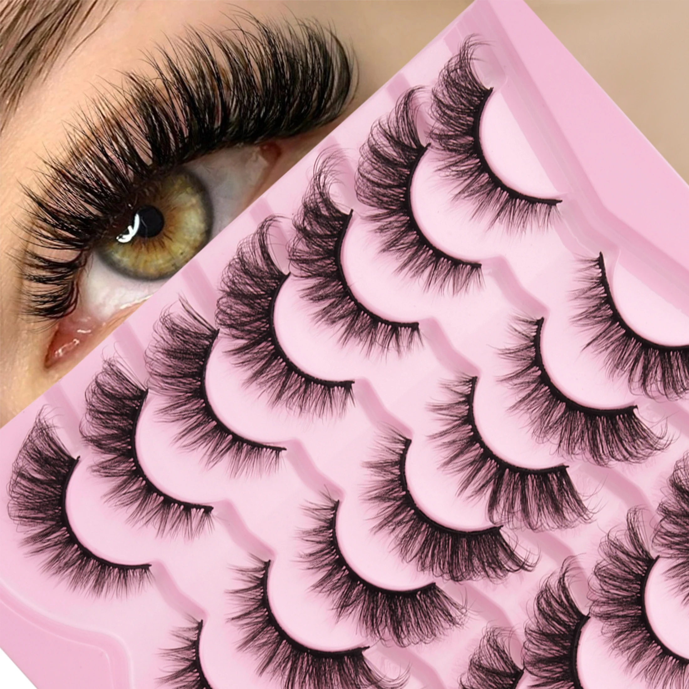 14 Pairs Fluffy Wispy False Eyelashes 3D Faux Mink Strip Lashes Dramatic Voluminous Soft Reusable Eye Makeup Lashes