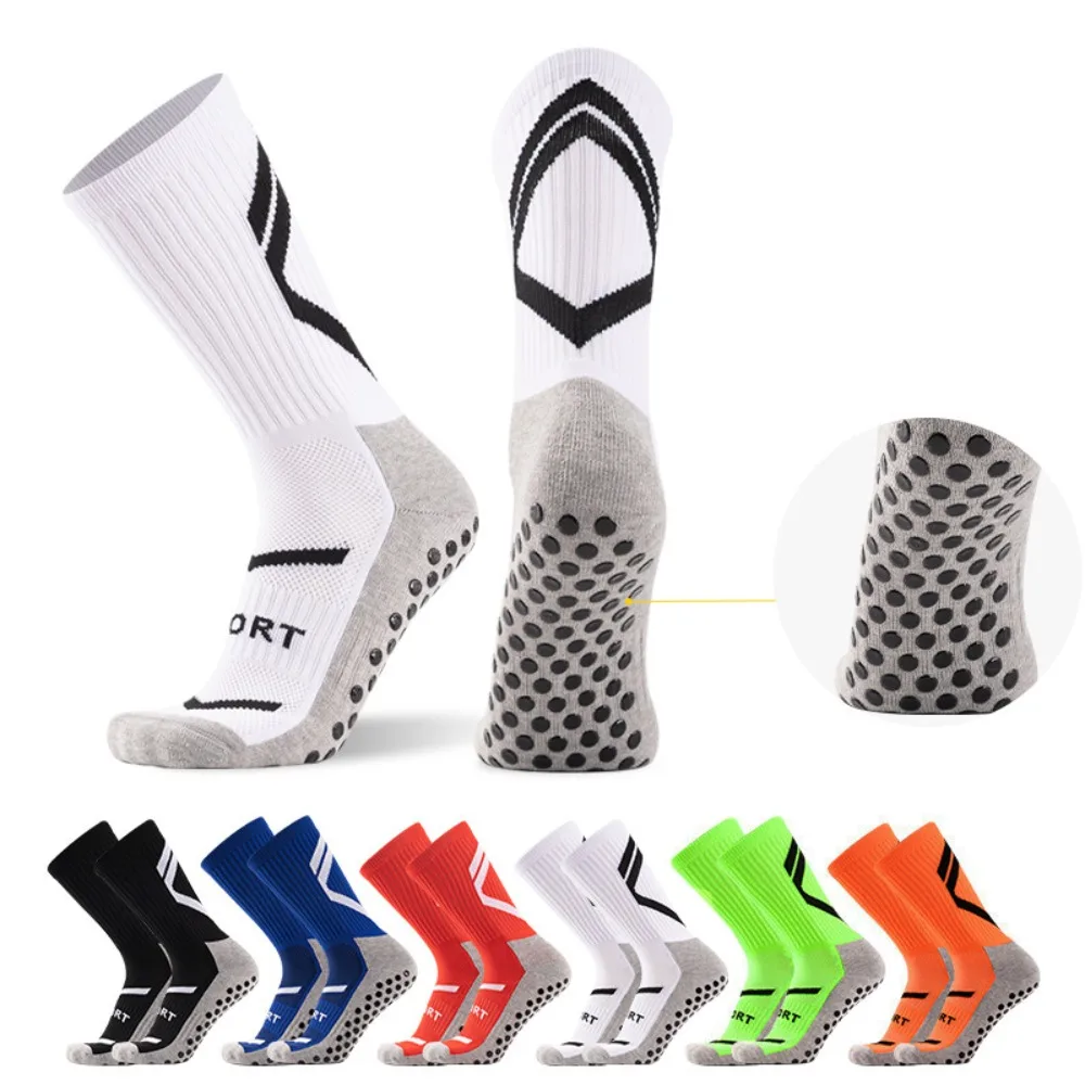 

A Pair of Football Socks, Diamond-shaped Sweat-absorbing and Non-slip Sports Football Socks, Men's Mid-tube Sports Socks