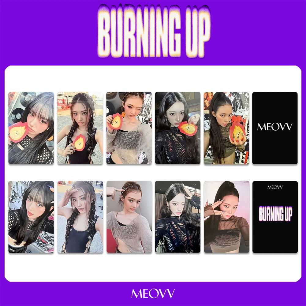 

5 шт. KPOP MEOVV BURNING UP Фотокарточки из альбома, двусторонние открытки участников SOOIN NARIN GAWON ANNA ELLA, ПРЕМИУМ Lomo-карточки, подарок для фанатов