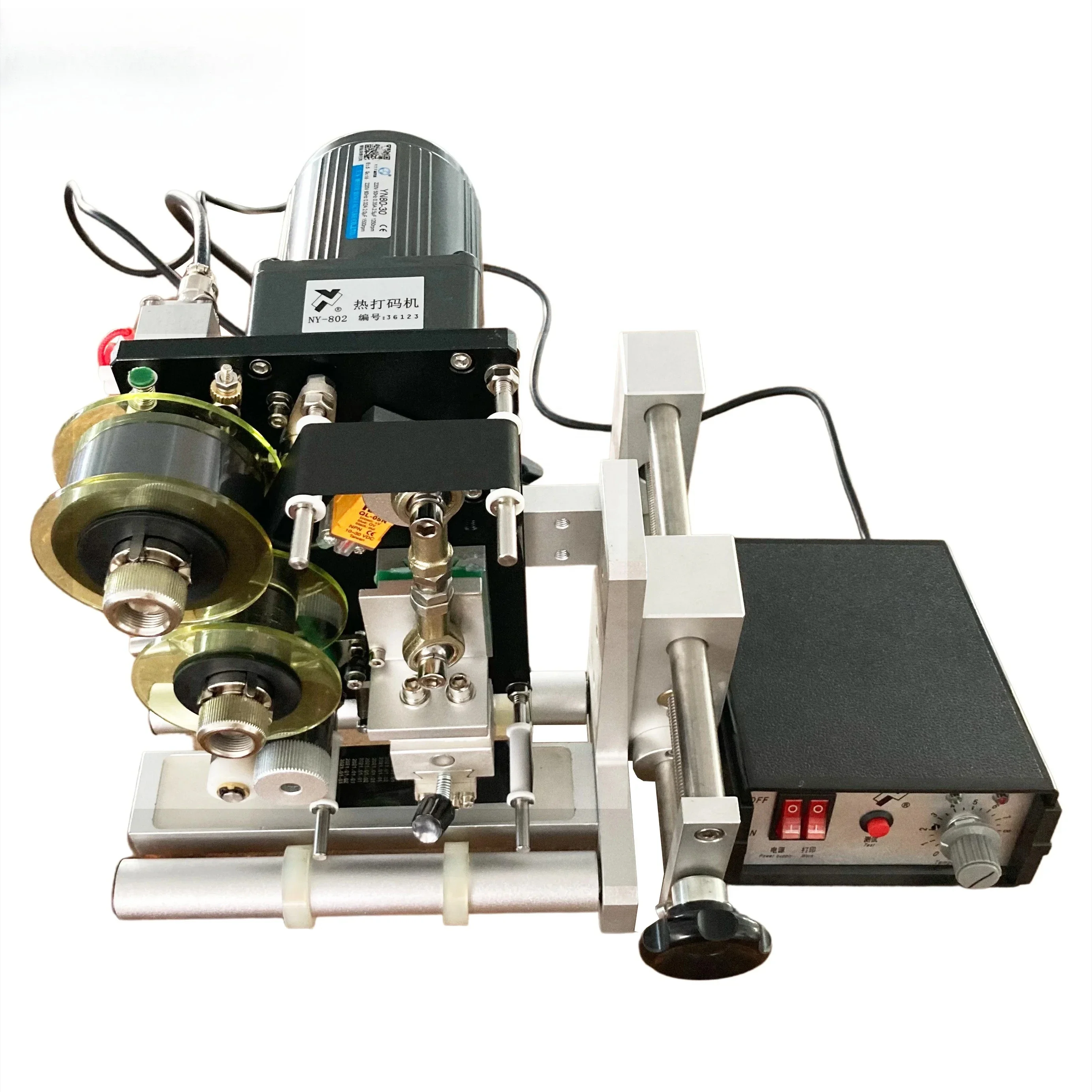 NY-802  Automatic Coding Machine Expiry Date Coder Ribbon Printer For Food Packaging Batch Number Stamping