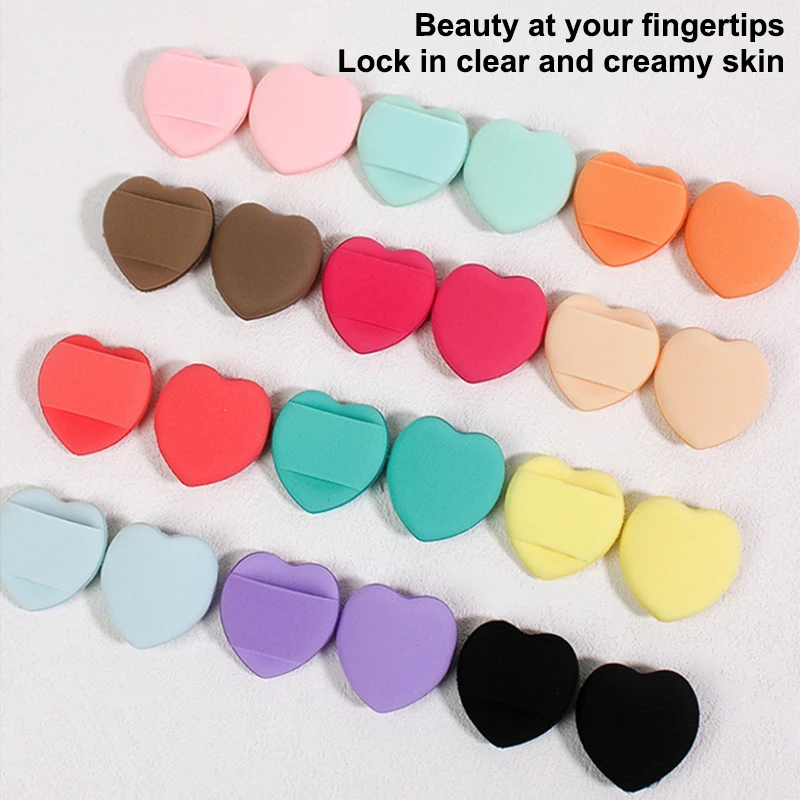 20 Stück Mini-Kissen, Luftkissen-Puderquaste, herzförmig, latexfrei, gemischte Schwämme und Kosmetikquaste, werden für flüssige Foundation verwendet.