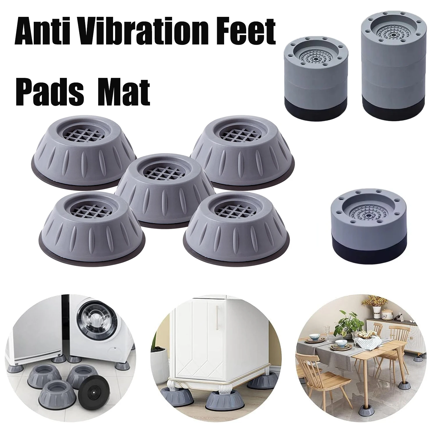 Anti Vibration Feet Pads Rubber Mat 3-8.5cm Slipstop Silent Universal Washing Machine Refrigerator Support Dampers Stand 4pcs