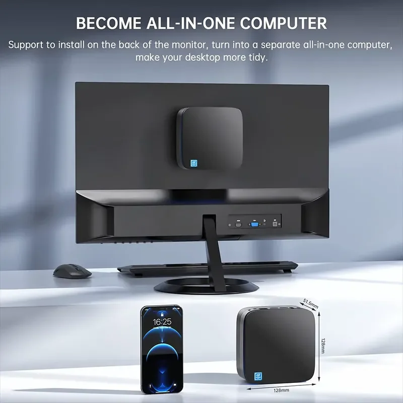 2026 Latest Alder Lake N95 Mini PC Windows 11 Home 8GB DDR4 256GB SSD Low Power Consumption Compact Desktop PC for Office