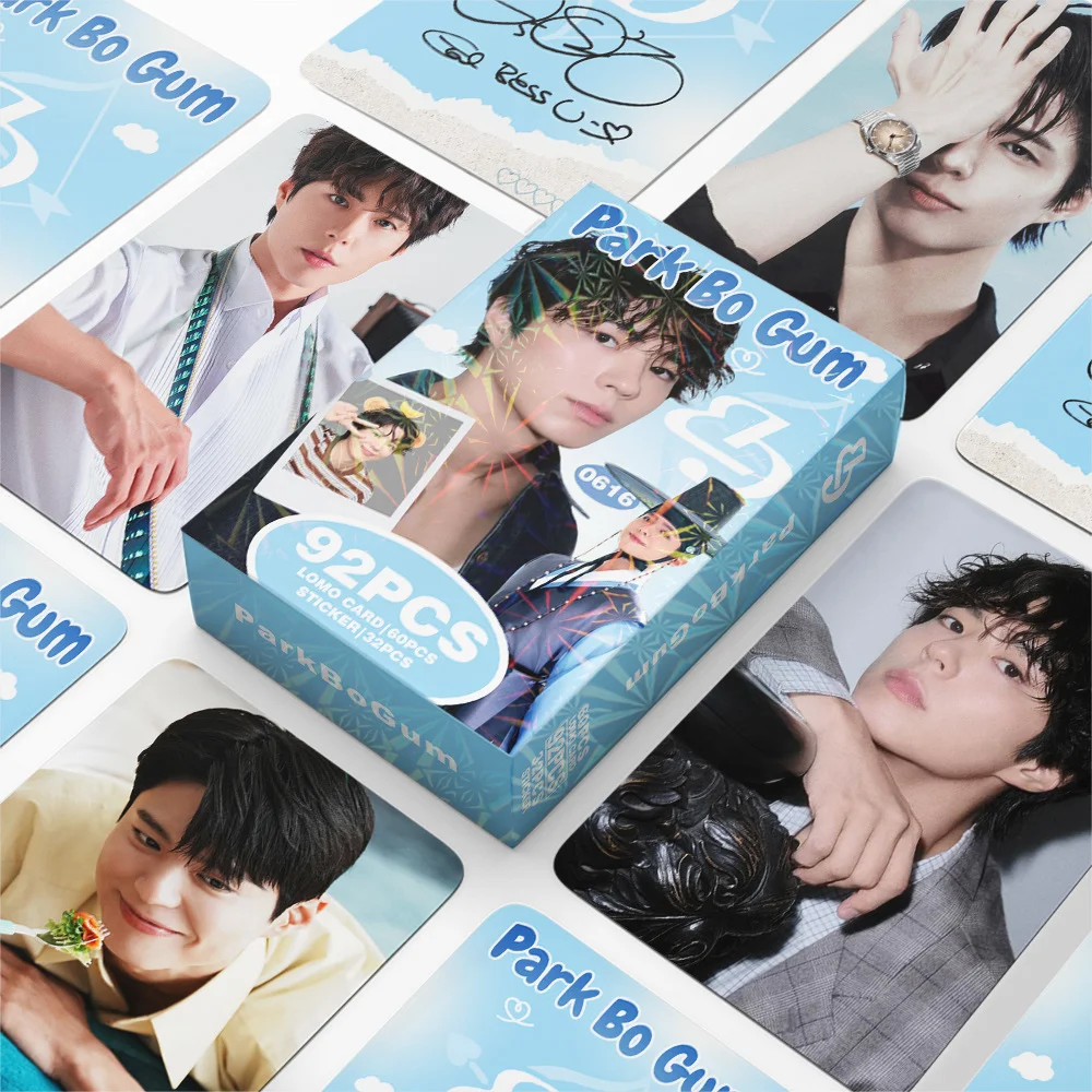 92 Uds. Tarjeta pequeña KPOP, películas de ondas coreanas y tambores de TV, parque Bo, tarjetas láser de goma, tarjetas fotográficas, pegatinas, tarjetas Lomo, regalos