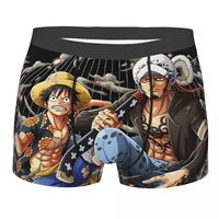 Men Luffy And Law Underwear One Piece Pirates Novelty Boxer Briefs Shorts Panties Male Soft Underpants