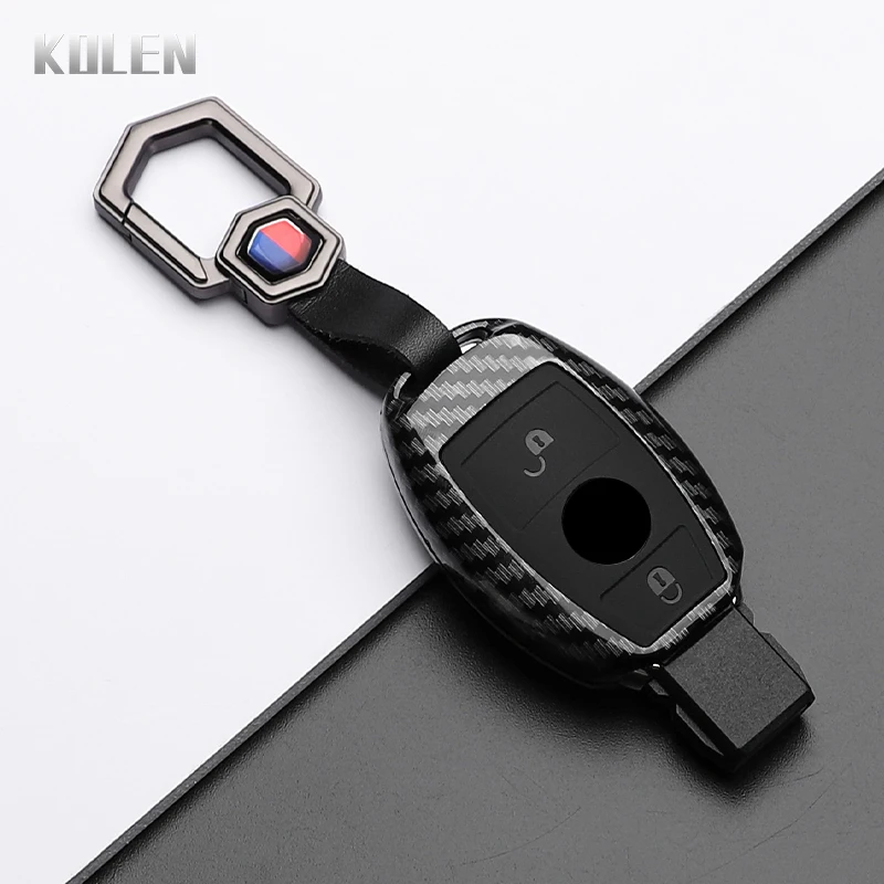 ABS Carbon Faser Stil Auto Schlüssel Fall Abdeckung Für Mercedes Benz A B C E Klasse GLS GLA GLK GLC CLS CLA AMG W204 W205 W212 W463 W176