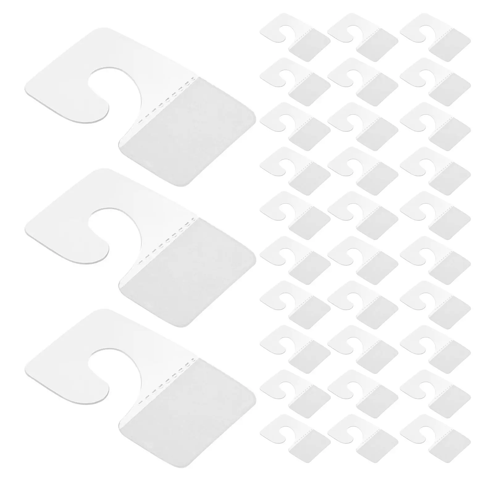 

45Pcs Clear Self Adhesive Hanging Tabs PVC Slot Hole Sticky Retail Display Hooks Plastic Merchandise Labels Hang Tabs
