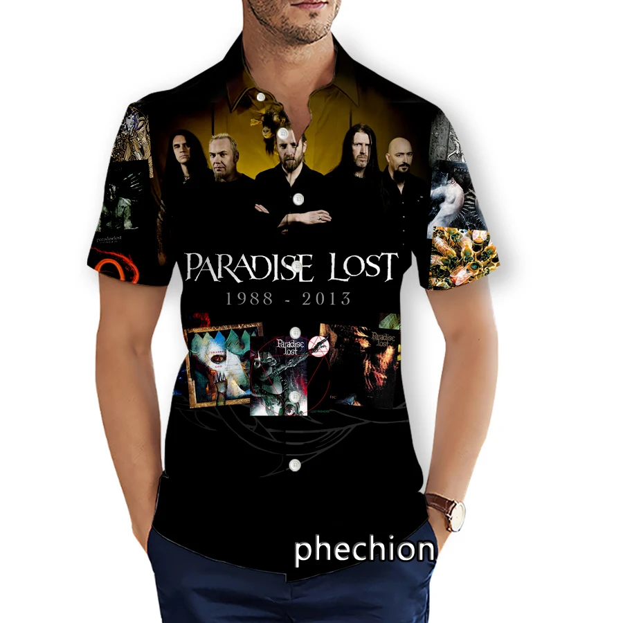 phechion Mens Short Sleeve Beach Shirts Paradise Lost 3D Print Casual Shirts Fashion Streetwear Men Tops X190