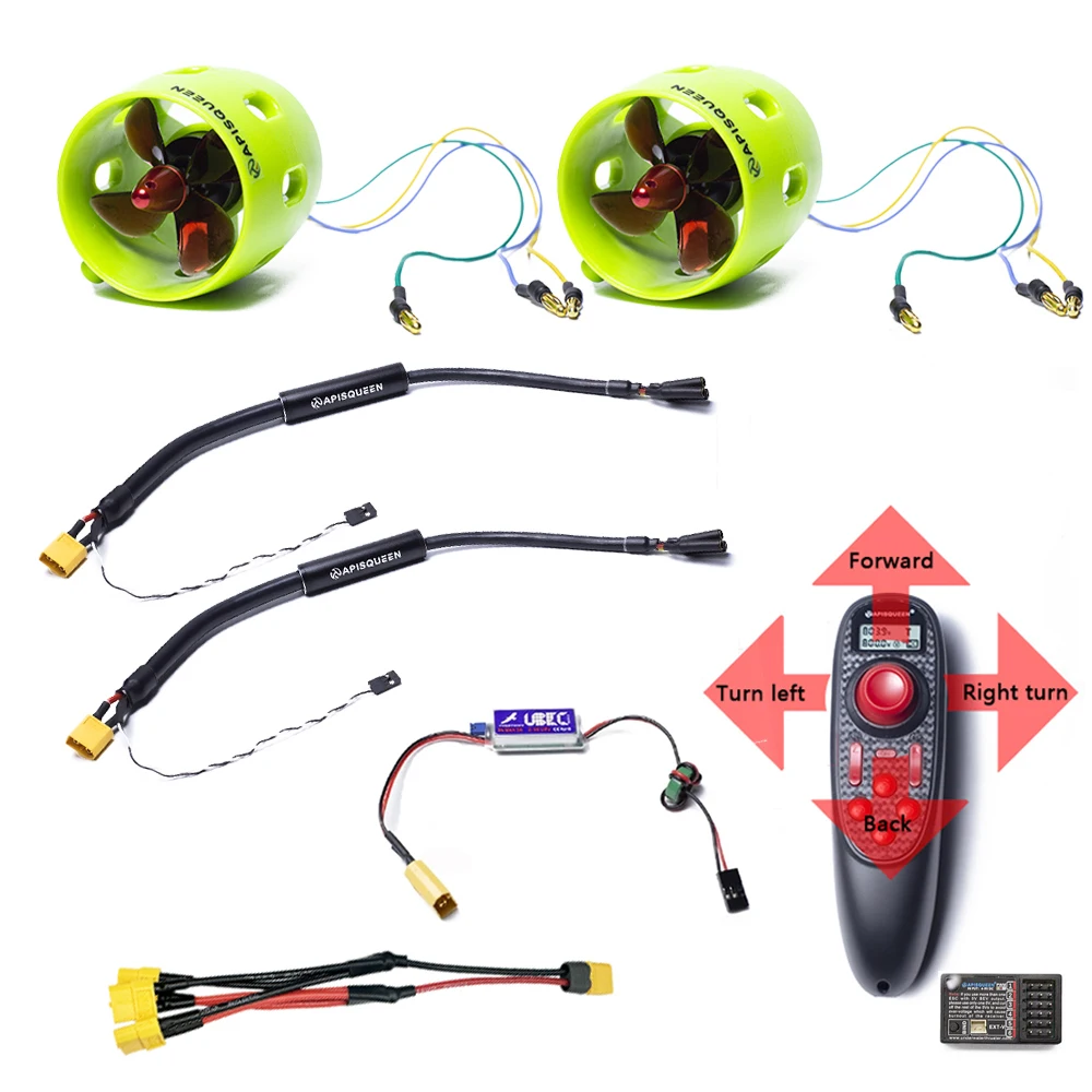 APISQUEEN U01 12-16V 2Kg Brushless Underwater Thruster Set with Bidirectional ESC for Freshwater ROV