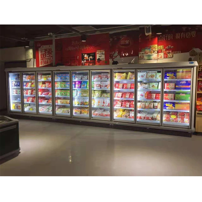 Prezzo di fabbrica dell'attrezzatura di refrigerazione 4 porte in vetro per bevande refrigeratore verticale display frigorifero frigorifero frigorifero congelatore