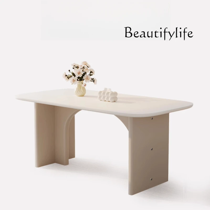 

Cream Wind Modern Dining Table European Simple Space Saving Aesthetics Dining Table Adult Reception Mesas De Jantar Furniture