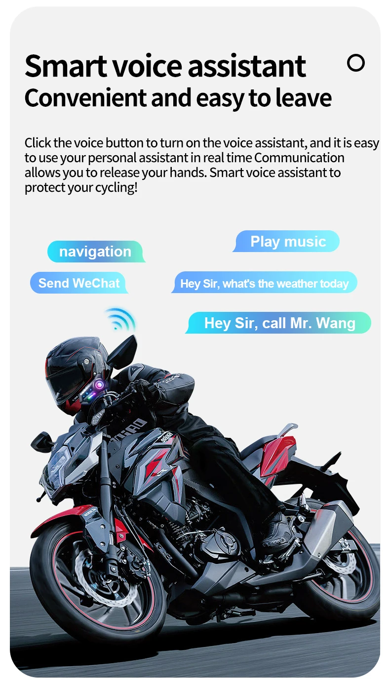 Bluetooth-Motorradhelm-Headset 5.6, kabellos, IPX6, wasserdicht, Geräuschunterdrückung, 1000 mAh, lange Standby-Zeit, Freisprecheinrichtung – Detail 8