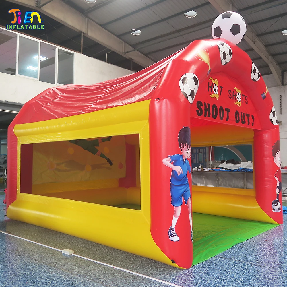 free air ship to door,5x3x4m popular giant outdoor inflatable soccer shooting sports games/ inflatable football soccer goal post