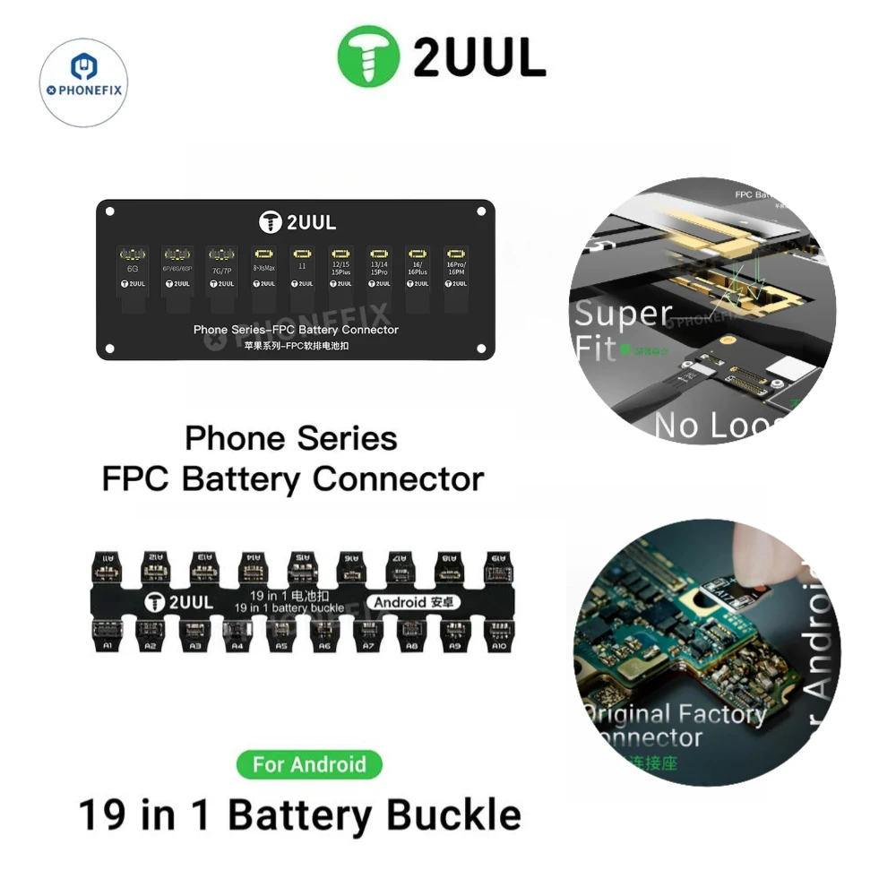 2UUL PW06 BT03 FPC Battery Connector Buckle for Android  IPhone6-16 Pro Max Series Motherboard Booting Activation and Repair