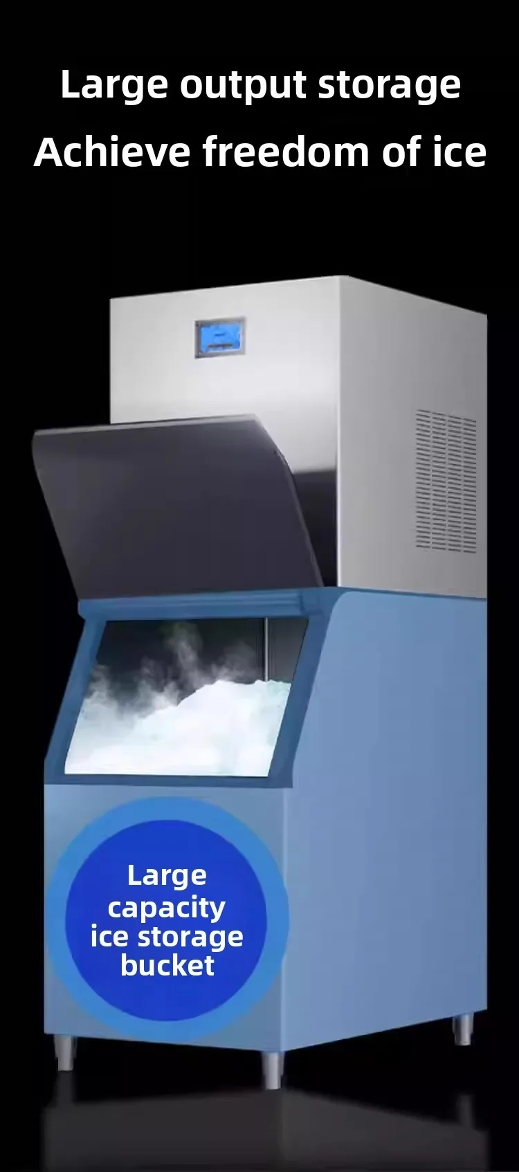 

HTT ice making crushed ice all-in-one machine Automatic large granular ice machine Seafood hot pot Restaurant Sashimi